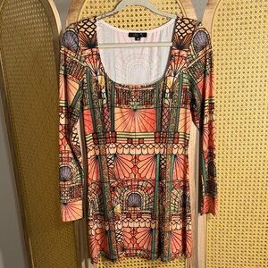 Dolls Kill Vibrant Multicolor Long Sleeve Dress